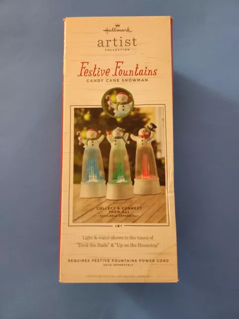 NEW VTG Hallmark Festive Fountains Candy Cane Snowman Original Box READ