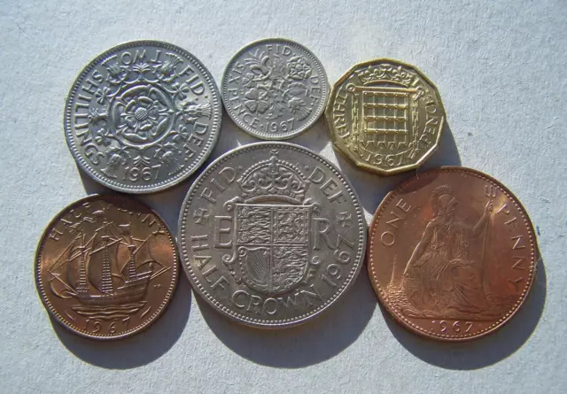 Set of 6 Coins from 1967 Elizabeth II (57 years old !)