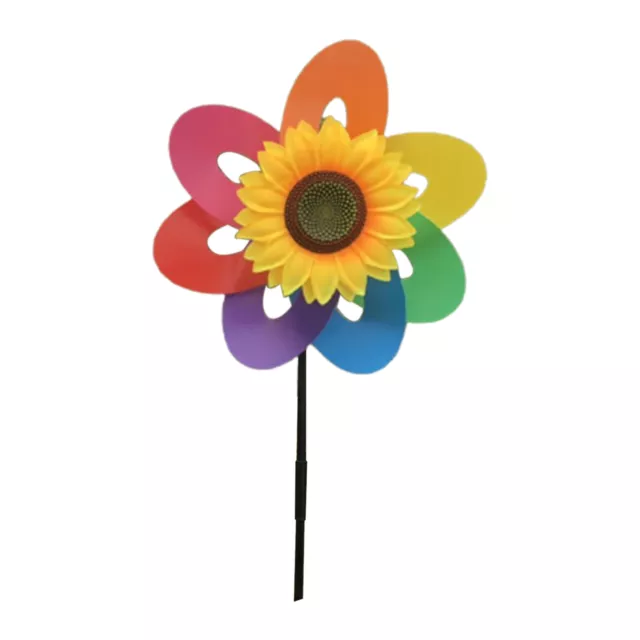 1 Set Pinwheel Colorful Beautiful Diy Rainbow Flower Pinwheel Decor Practical