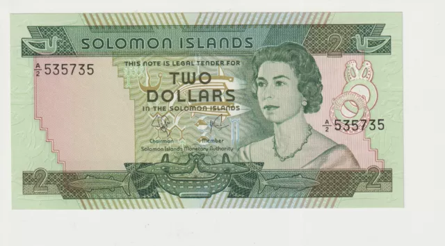 1977 - 1981  Solomon Islands 2 Dollars Banknote - P# 5a - aUNC - # 31782