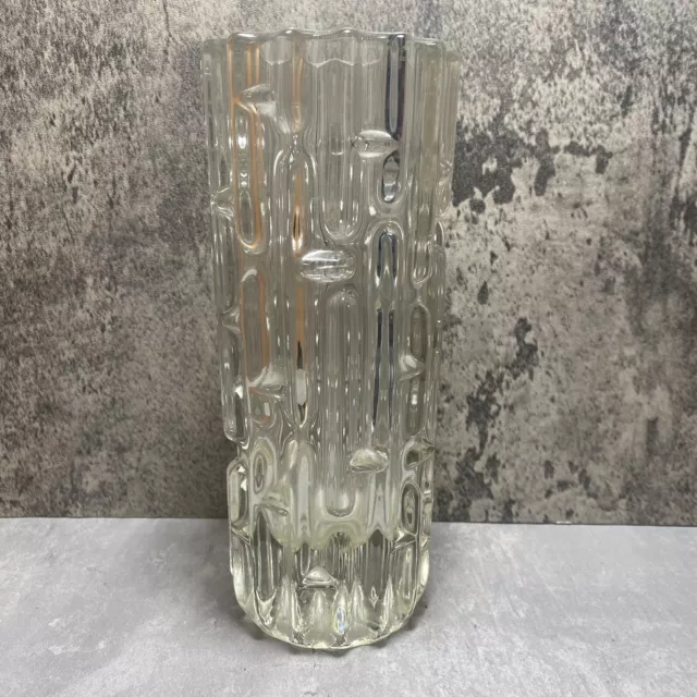 VINTAGE Sklo Union Pressed Glass Maze Vase by Frantisek Visner Hermanova Hut MCM