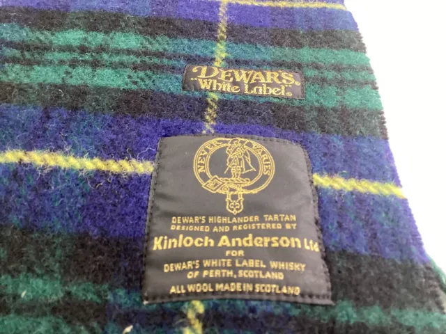 Kinloch Anderson LTD. Tartan Throw All Wool Throw Blanket Made For Dewars Whisky