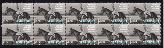 Seabiscuit Horse Racing Legend Strip Of Mint Vignette Stamps 3