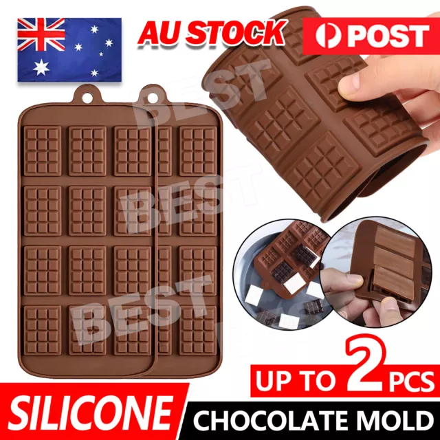 2X Mini Chocolate Bar Flexible Silicone Mold Candy Chocolate Cake Jelly Mould AU