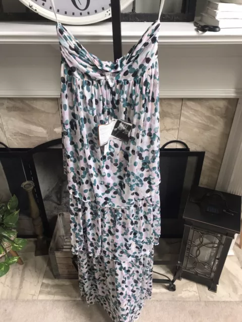 $325 DVF DIANE VON FURSTENBERG x ANDY WARHOL strapless "Rachel" dot dress maxi M