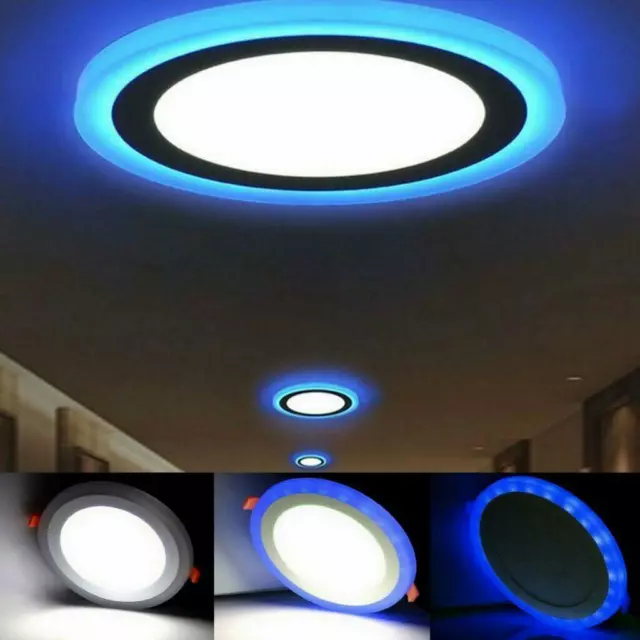 18+6W Dual Color Round Recessed LED Flat Panel Ceiling Light Downlight SpotLight