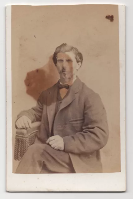 ANTIQUE CDV CIRCA 1870s INGRAHAM BRO HANDSOME MAN WITH MUSTACHE NORTHMAPTON MA.