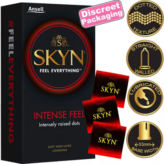 Lifestyles SKYN Intense Feel Raised DOTTED Condoms 53mm LUBRICATED Sex Non-Latex