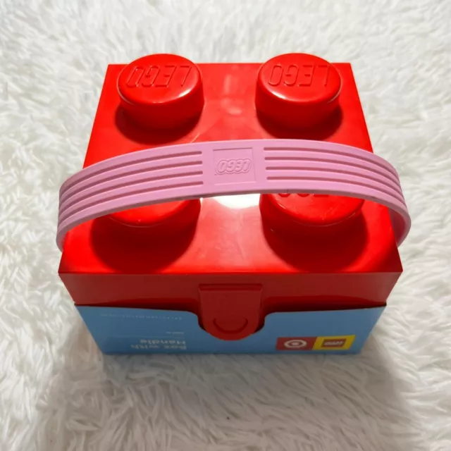 NEW LEGO x TARGET BRICK STORAGE BOX RED PINK HANDLE CARRY CASE PURSE SQUARE NWT