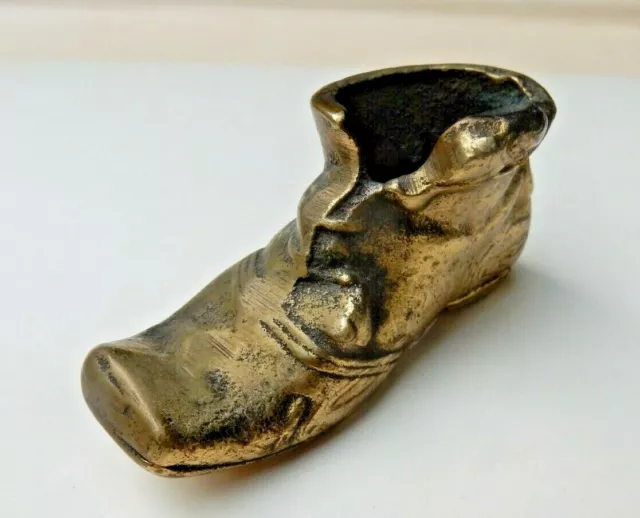 Edwardian / Ww1 Era Brass Shoe / Boot Spill Holder  Solid Tactile  Gift Potentia