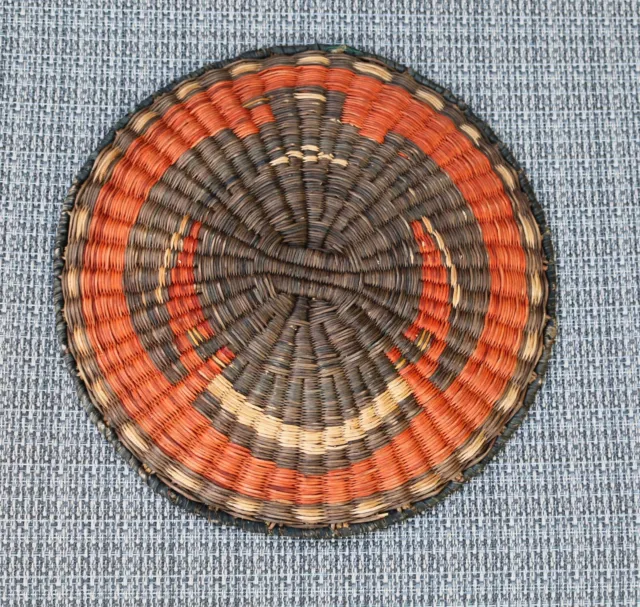 An Antique Hopi Basket Tribal Wicker Eagle Plaque 9 1/2"d x 3/4" deep