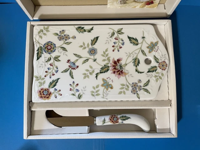 Porcelain Floral / Flowers Cheese Cutting Board & Knife Andrea By Sadek In Box