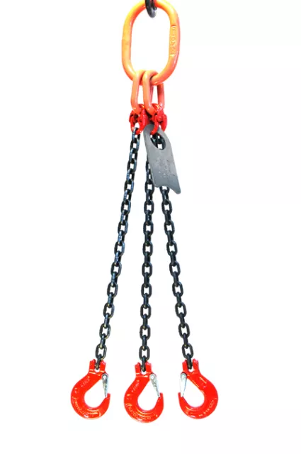 Chain Sling - 5/8" x 10' Triple Leg with Sling Hooks - Grade 80