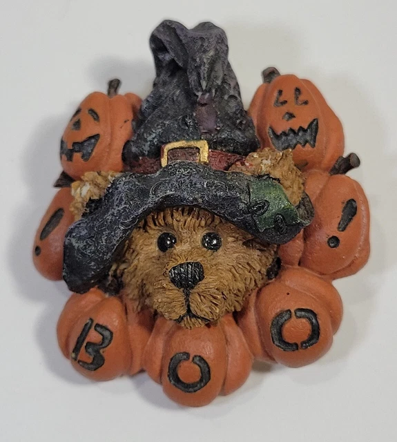 Vintage Boyds Teddy Bear & Boo Pumpkin JOL Halloween Pin 3-D Classic Brooch
