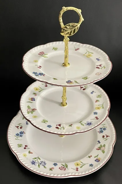 Gorgeous Johnson Bros Fleurette Large 3-tiered Cake Stand, England