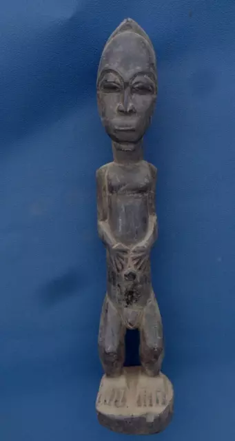 african tribal art fine   standing figure Baule 38 cm wood vintage