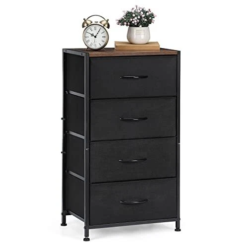 Dresser with 4 Drawers, Fabric Dressers Storage Drawers, Sturdy Steel Frame &