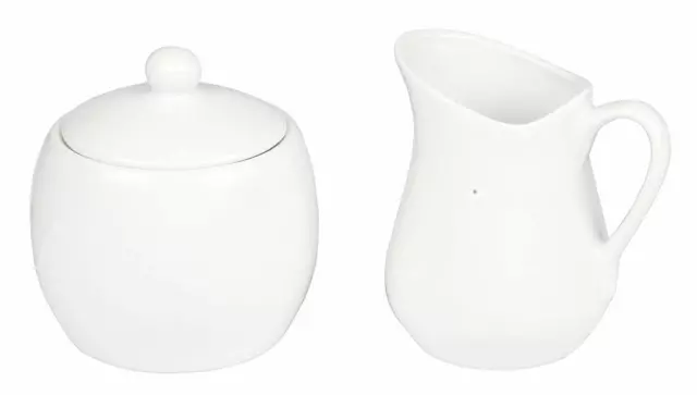 White Porcelain Milk Jug & Sugar Bowl with Lid Set 100ml Cream Jug Set 2