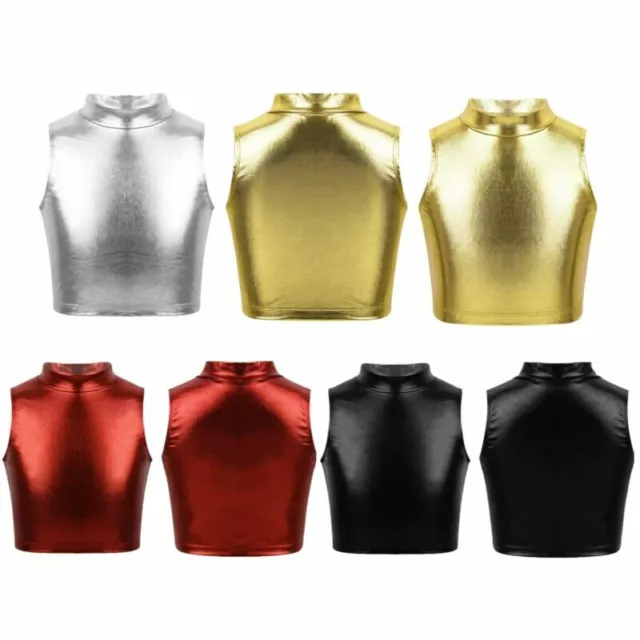 Costume da allenamento per bambine colture metalliche balletto palcoscenico danza performance
