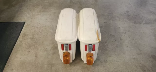 Vintage Bates Motorcycle Hard Saddle Bags Pair Harley BMW Triumph BSA