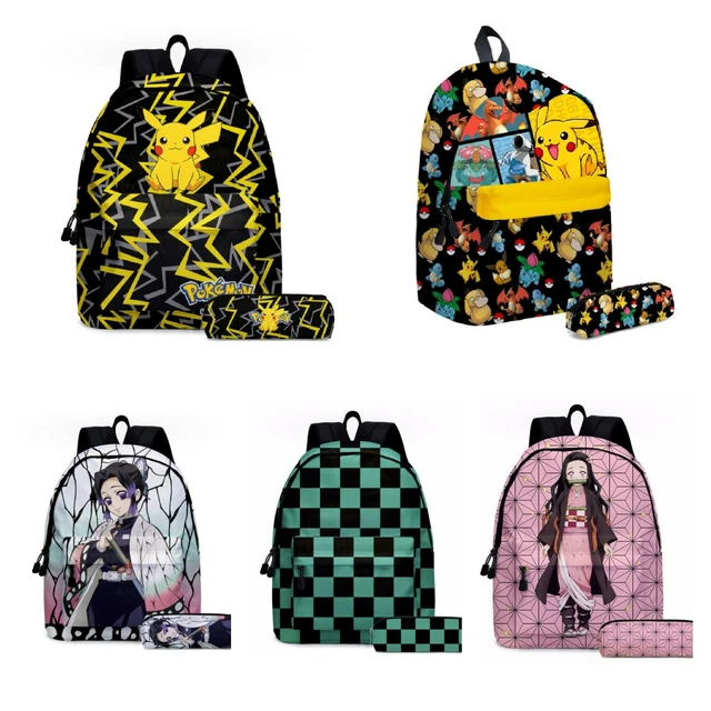 DEMON SLAYER POKEMON Backpack Pencil Case Pack School Bag Nezuko