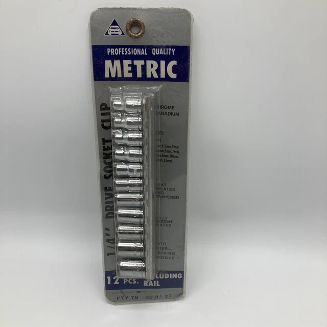VINTAGE KMART METRIC Socket Set 1/4 Inch Drive 12 Pc Including Rail 23