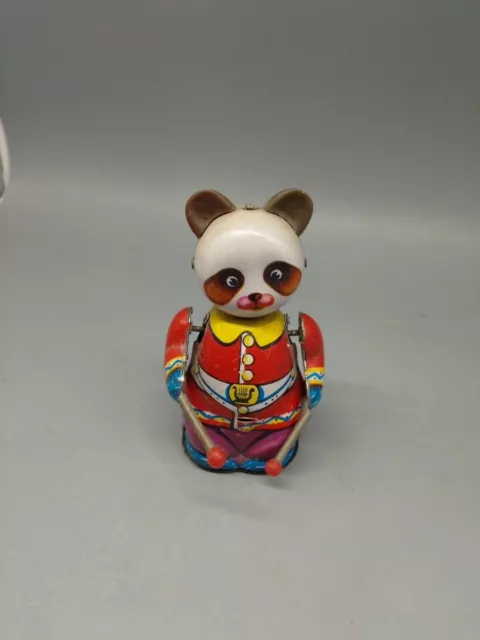 Blechspielzeug  Pandabär mit Trommel, zum aufziehen -10 cm Funktion geprüft J.19