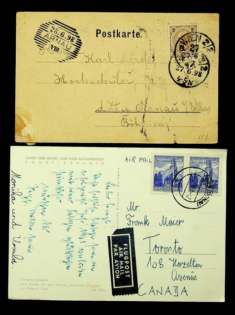 Österreich 1898 3v Franz Josef Auf 2 Luftpost Ppc / Bedruckt Matter Kanada /