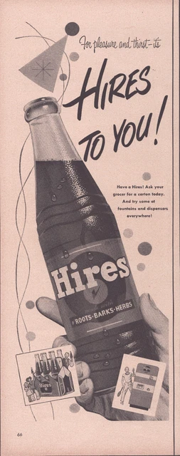 1952 Vintage Print Ad - Hires Root Beer soda -Roots-Barks-Herbs