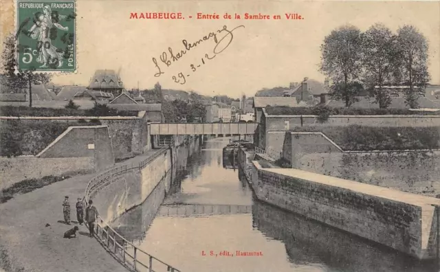 Cpa 59 Maubeuge Entrance From Sambre In Town