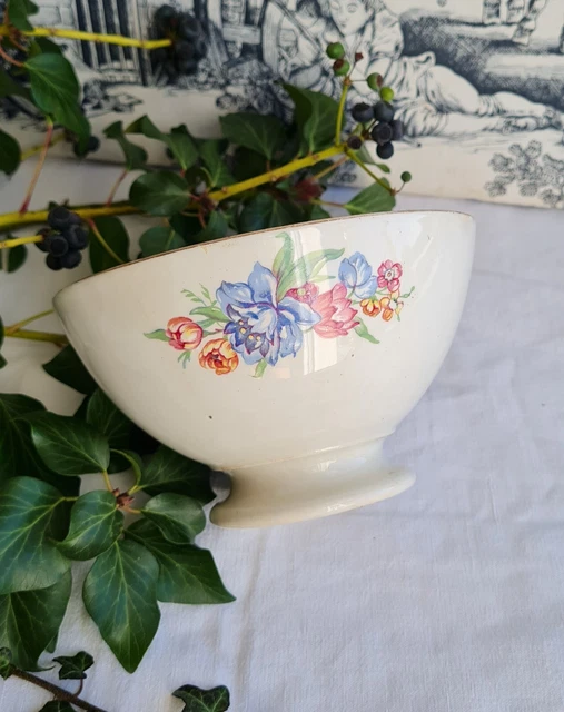 Ancien Bol Gien  Digoin Decor De Fleurs