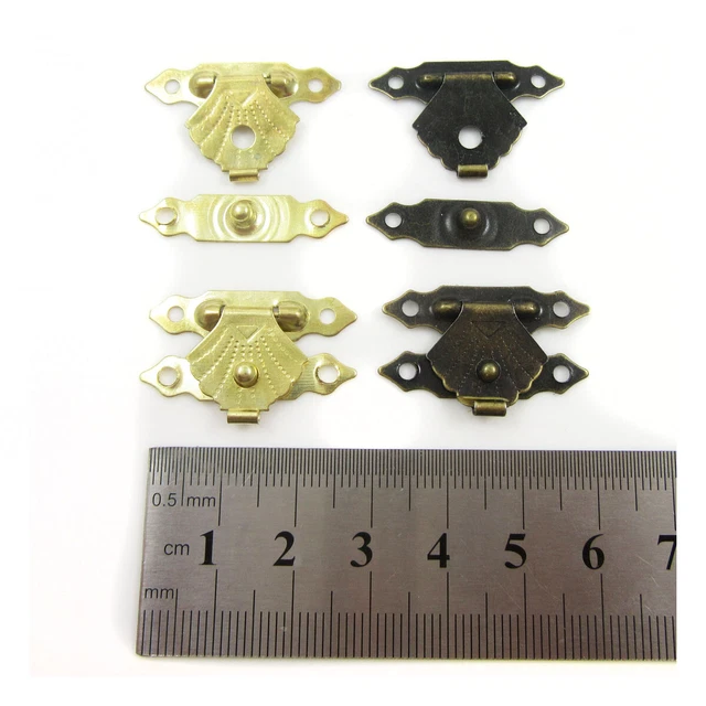 JEWELLERY BOX LATCH CLOSURE 20mm x 30mm GOLD ANTIQUE BRASS TRINKET