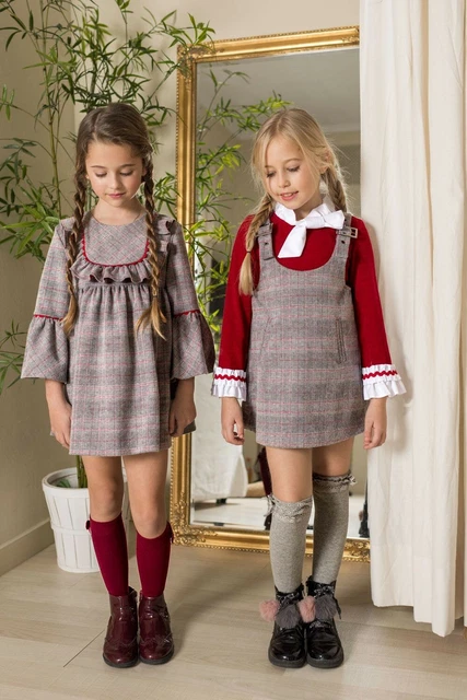 Girls Nekenia Prince of Wales check Pinafore Set 4 Years
