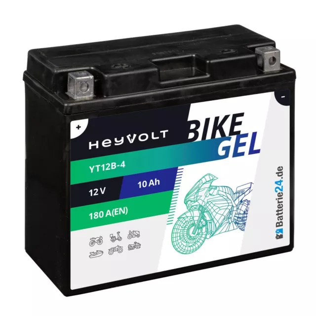 GEL Motorradbatterie 12V 10Ah YT12B-4 CT12B-4 GT12B-4 FT12B-4 A-D 51015 YT12B-BS