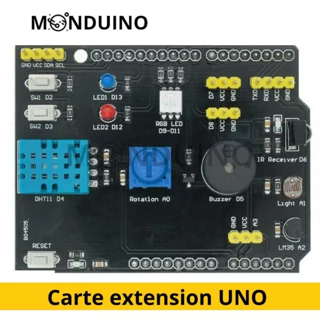 Carte extension UNO multifonction avertisseur sonore module 9 en 1 pour Arduino