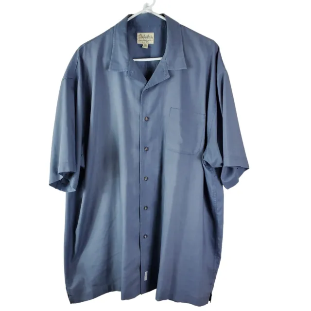 VINTAGE CABELA'S CAMP Shirt Mens 2XL Tall Blue Short Sleeve Collared ...