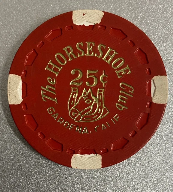 The Horseshoe Club .25 Gardena Calif Small Crown TR King NICE horsehead picture!
