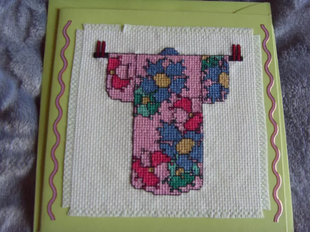 Hand Stitched Cross Stitch Card (Kimono)  2.8