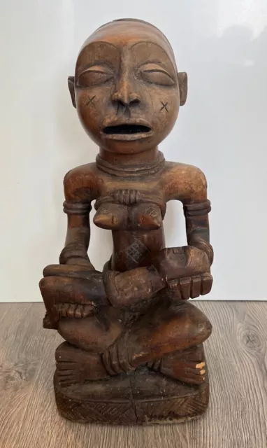 Old African Tribal Art Hardwood Carving Yoruba Maternity/Fertility Statue
