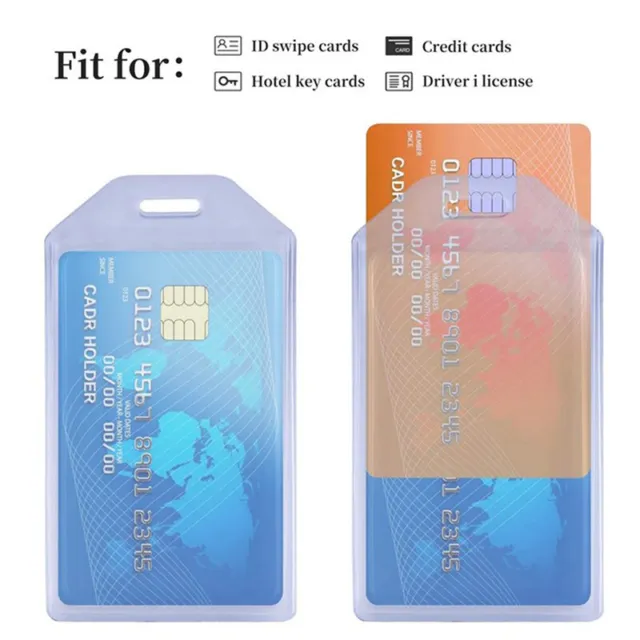 ID Card Badge Holder, Hard Plastic Vertical Silicone Soft Clear PVC Card Hold7H