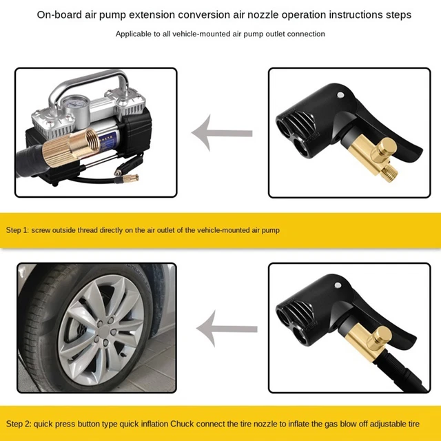 2 in 1 pompa gonfiabile auto pneumatici adattatore connettore valvola a capanna d'aria (B) -de