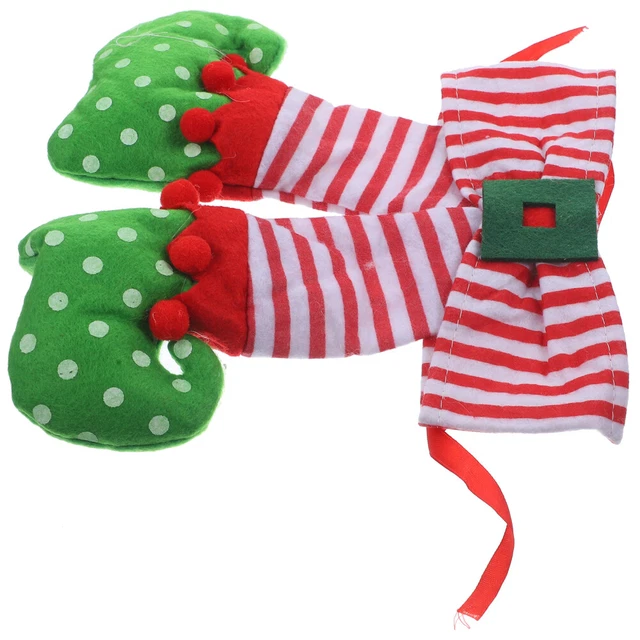 Medias clásicas de Navidad colgantes pies de elfo decoraciones Navidad