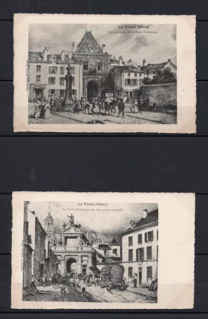 54 -  2 x  CPA Le Vieux NANCY - La porte Saint-Georges en 1840 -  TBE