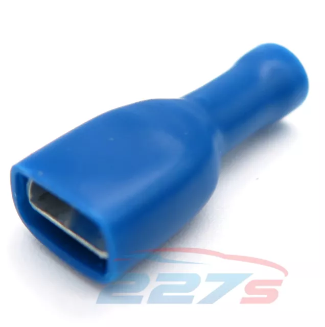 100x Fully Insulated Blue Female Electrical Spade Crimp Connector Terminals