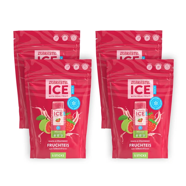 ZEBRASTIC Ice – Sorbets Pour Selbsteinfrieren Goyave & Strawberry 4er-Set (20x 5