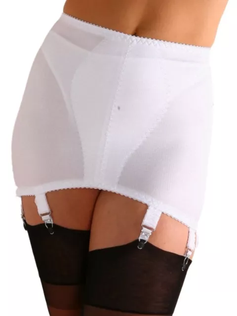 Retro Open Bottom Girdle with Side Zip in Black Power Mesh, Satin & Lace