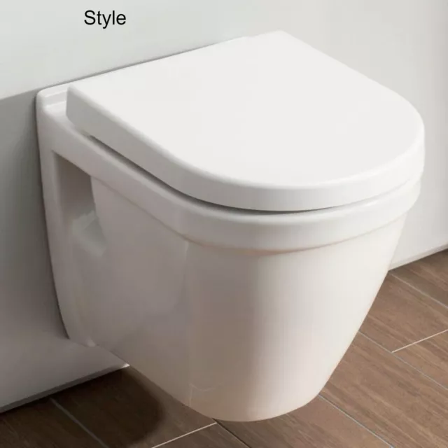 Toilet Wall Hung Mounted WC Round Square Designs Soft Close Seat Bathroom White