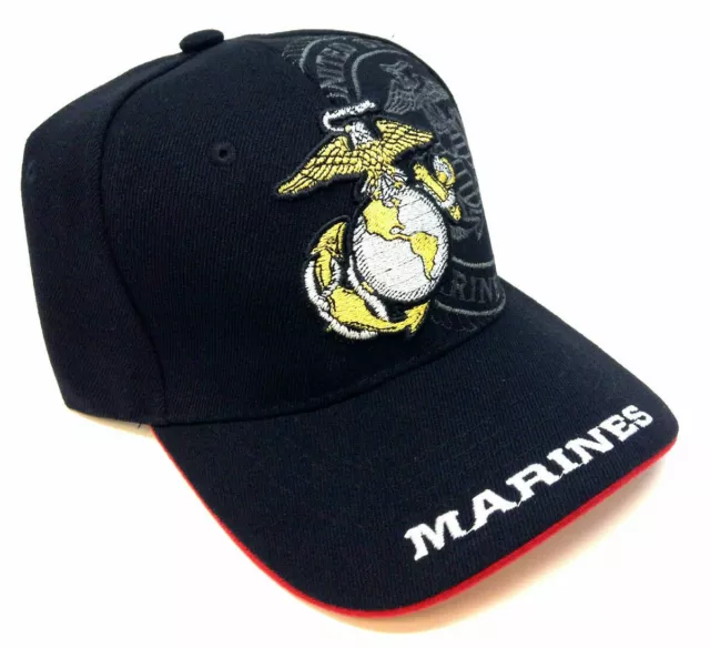 Usmc United States Marine Corps Us Military Hat Cap Marines Black Red Logo Retro