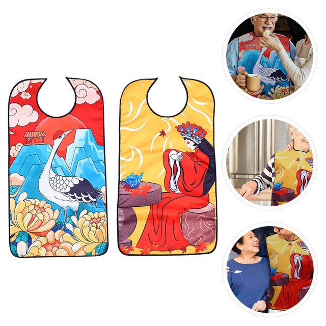 2 Pcs Adult Bib Meal Bib Pecheras Para Hombres Clothes Double Layer Elderly