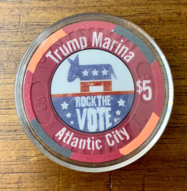 Ultra Rare Hot Ltd 500 Trump Marina Rock The Vote $5 Casino Chip. Trump 2024? 2